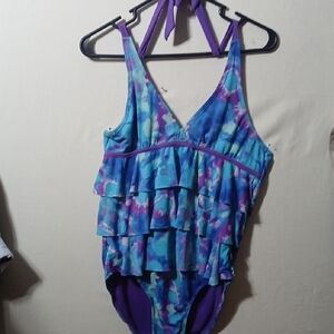 Purple and Blue Ruffled Swipmsuit